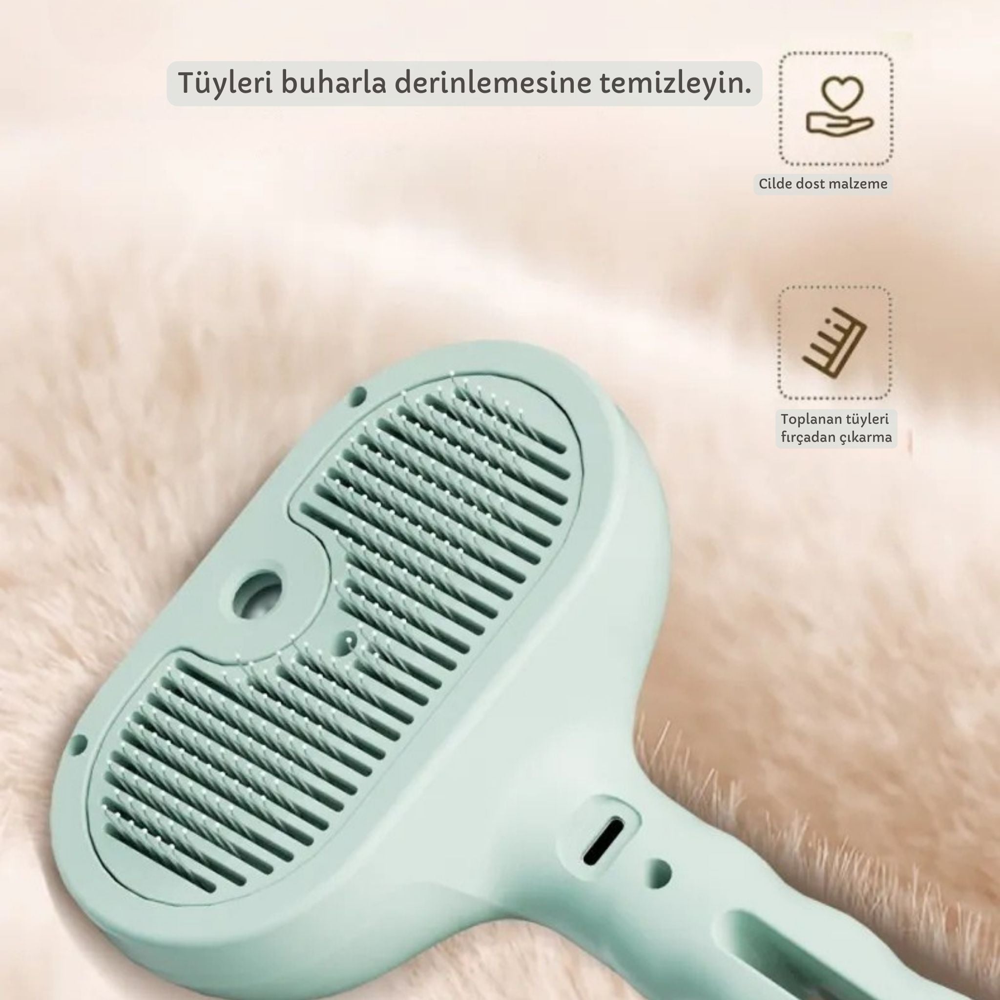 Tek Tuş Spreyli Fırça – Tüylerden Kurtul, Keyifle Masaj Yap