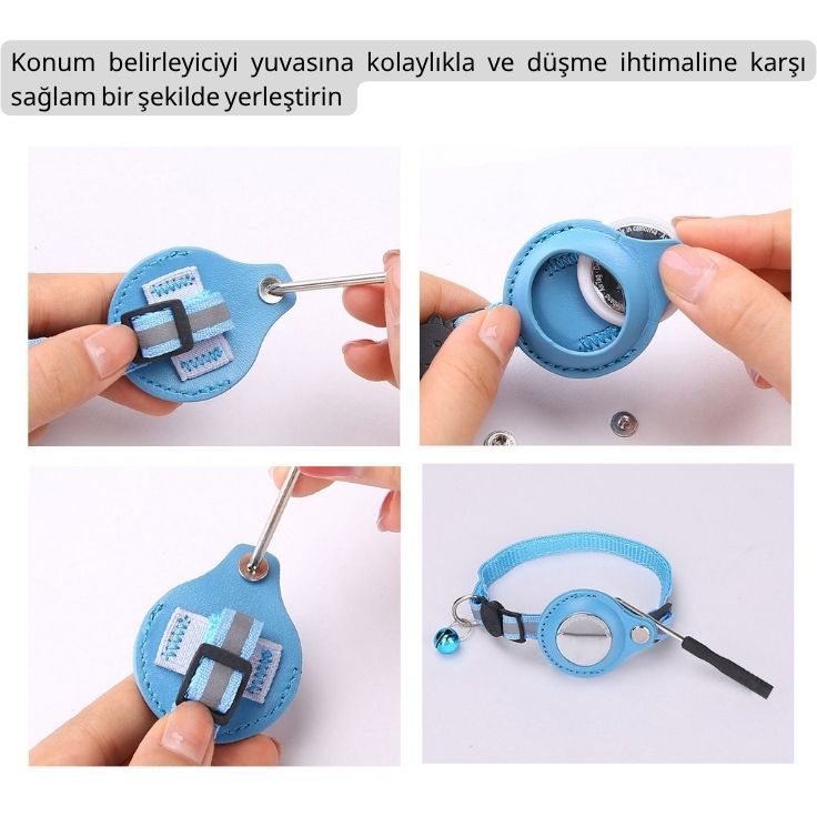 Reflektörlü Su Geçirmez AirTag Kılıfı Köpek-Kedi Tasması